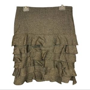Talbots Tweed layered ruffle skirt lined wool silk Sz 8
